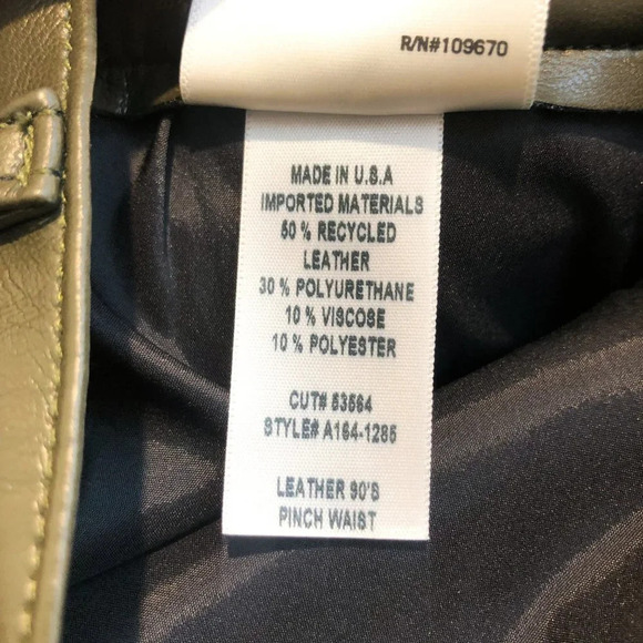 AGOLDE 100% Recycled Leather 90's Pinch Waist Green Straight Leg Pants 31 NWT - Picture 12 of 12